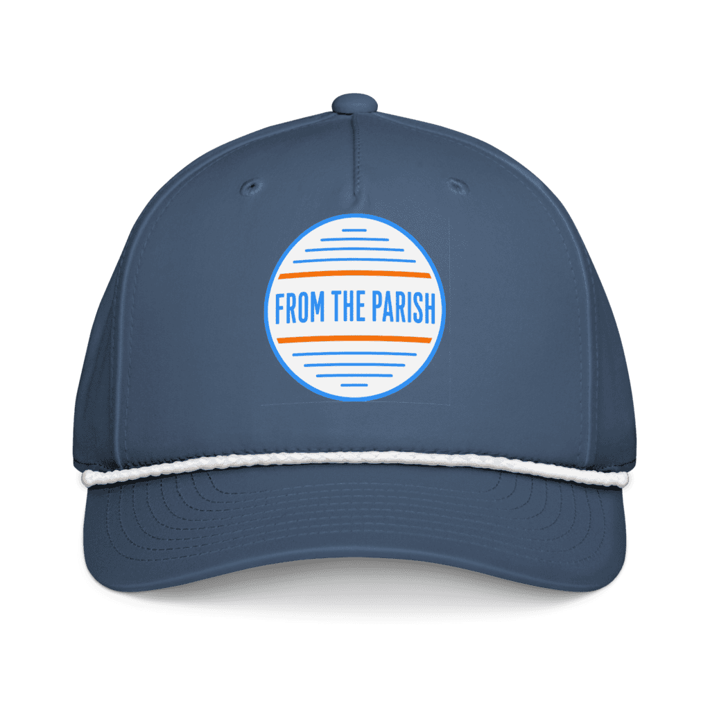 Blue cap with 'From the Parish' Louisiana-themed logo for Cajun culture fans.